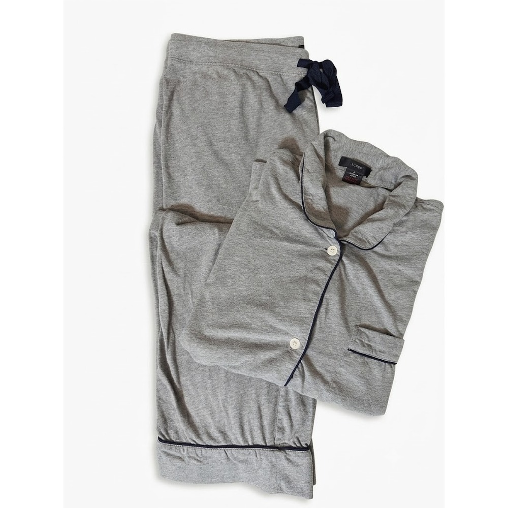 J.Crew Womens Dreamy Short Sleeve Cropped Grey Pajama Set Small Cozy Loungewear